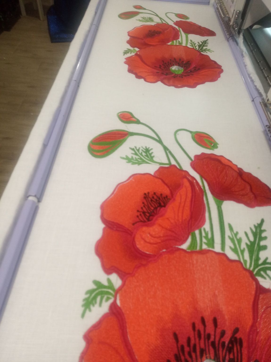 Red poppy floral embroidery design